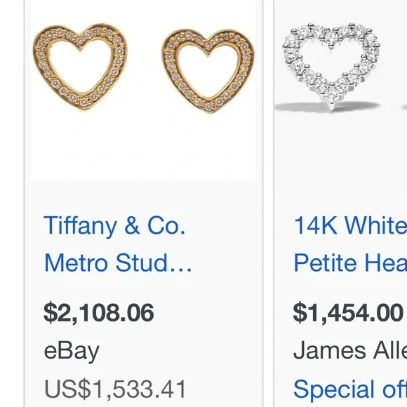 ❌SOLD❌Tiffany white gold diamond metro heart earrings - Picture 10 of 10